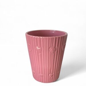 Pink Heart Embossed Ceramic Planter